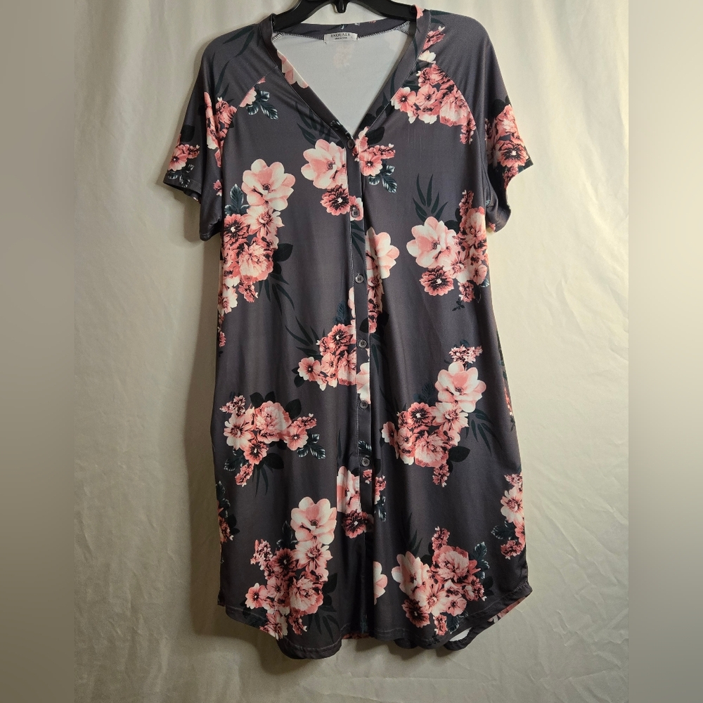 Gray and Pink Floral Pajamas